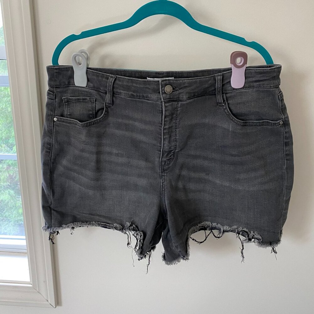 Nine West Black Distressed Denim Shorts